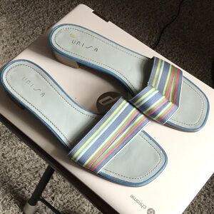 Unisa Women's Blue Striped Sandals